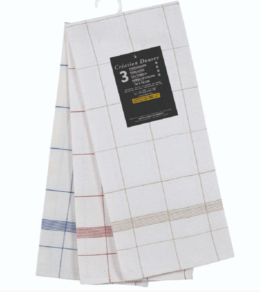 Lot de 3 torchons blabc à carreaux